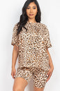 Animal Print Loose Fit Top & Biker Shorts Set