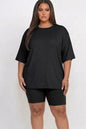 Conjunto de top holgado y shorts biker de talla grande