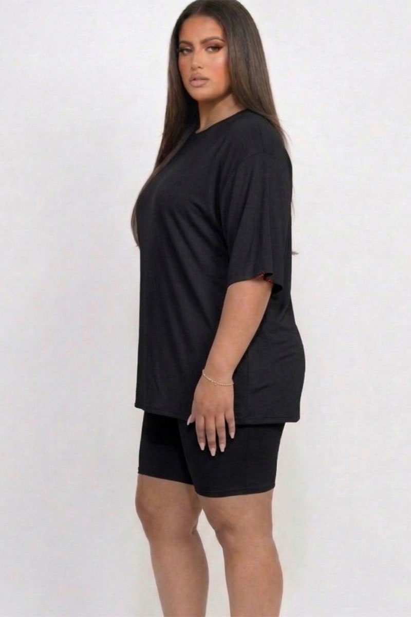 Conjunto de top holgado y shorts biker de talla grande