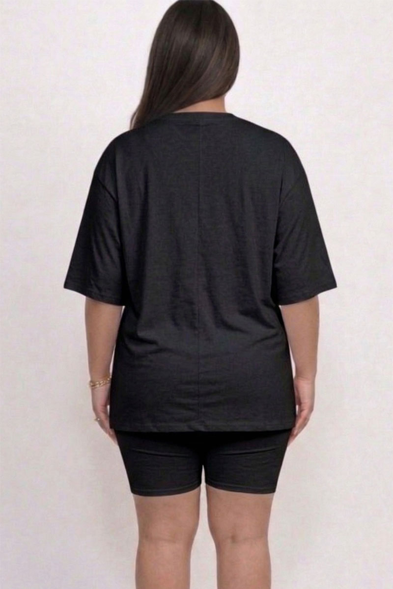 Conjunto de top holgado y shorts biker de talla grande