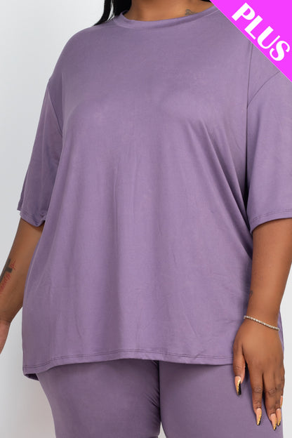 Conjunto de top holgado y shorts biker de talla grande