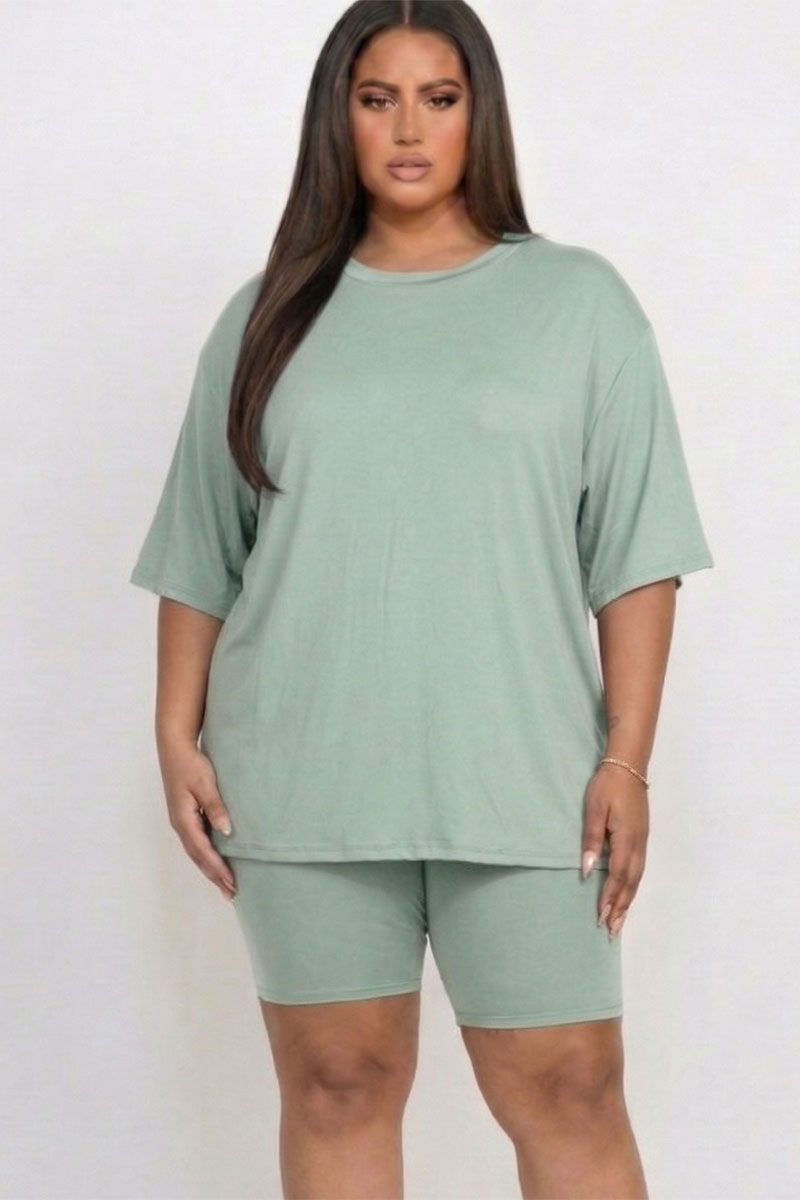 Conjunto de top holgado y shorts biker de talla grande