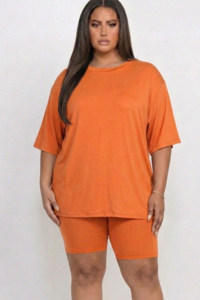 Conjunto de top holgado y shorts biker de talla grande