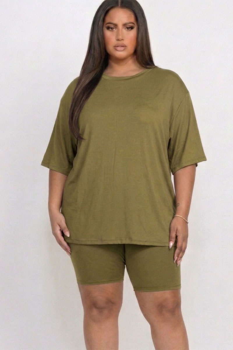 Conjunto de top holgado y shorts biker de talla grande