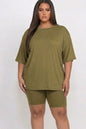Conjunto de top holgado y shorts biker de talla grande