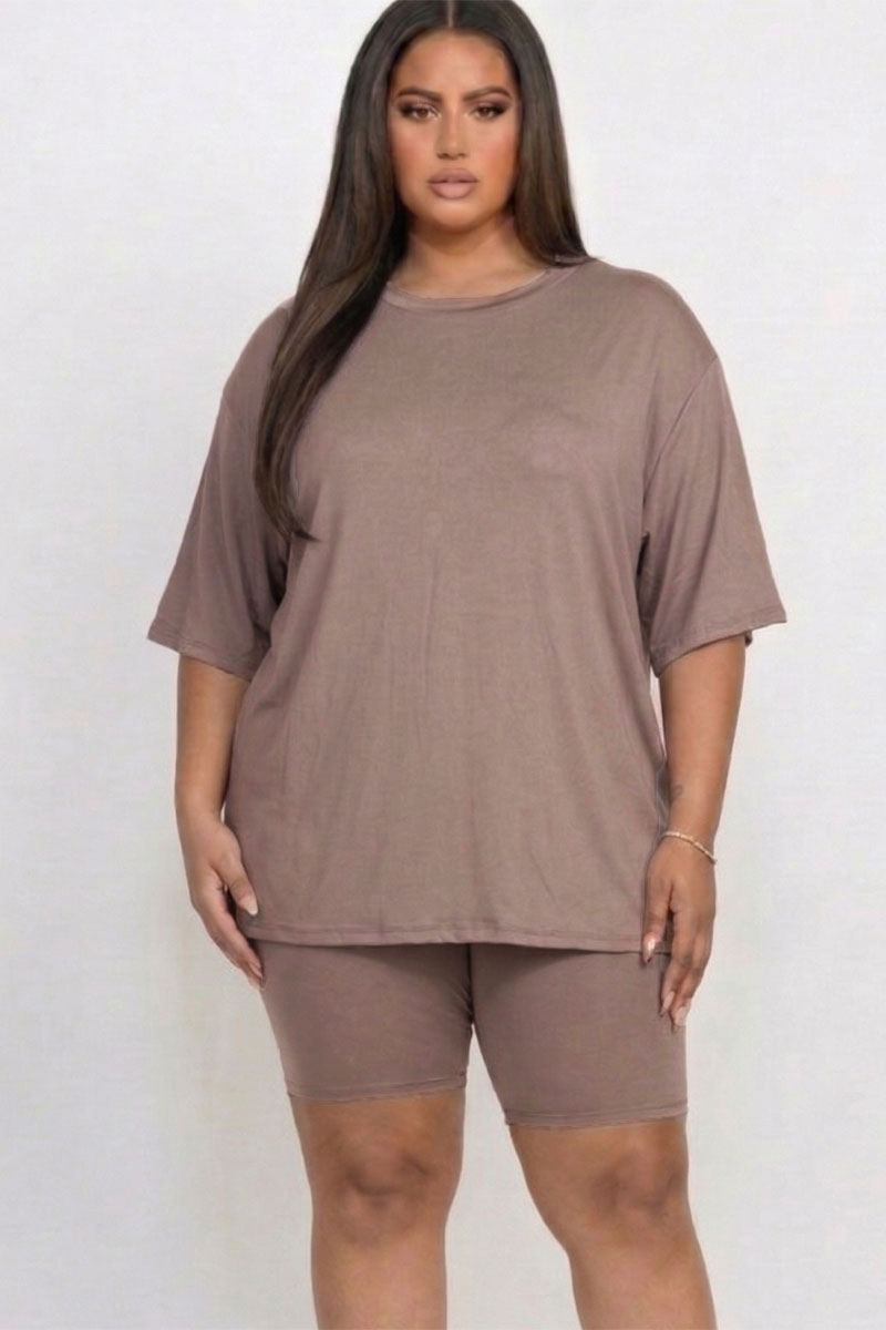 Conjunto de top holgado y shorts biker de talla grande