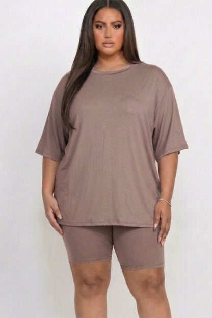Conjunto de top holgado y shorts biker de talla grande