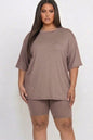 Conjunto de top holgado y shorts biker de talla grande