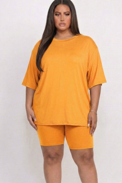 Conjunto de top holgado y shorts biker de talla grande