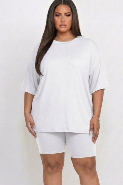 Conjunto de top holgado y shorts biker de talla grande