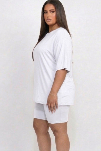 Conjunto de top holgado y shorts biker de talla grande