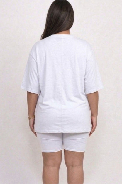 Conjunto de top holgado y shorts biker de talla grande