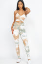 Tie-Dye Ruched Crop Top & Leggings Set - Capella Apparel