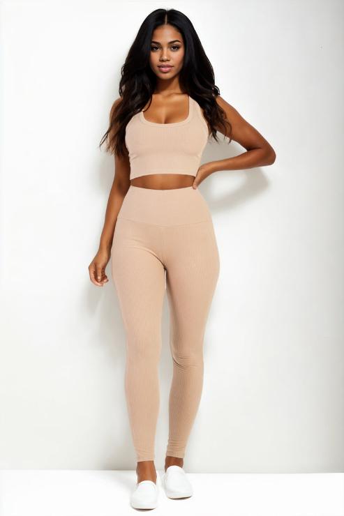 Ribbed Crop Top & Leggings Set - Wholesale Capella Apparel