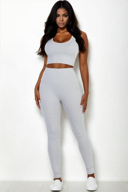 Ribbed Crop Top & Leggings Set - Wholesale Capella Apparel