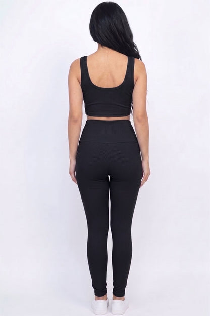 Ribbed Crop Top & Leggings Set
