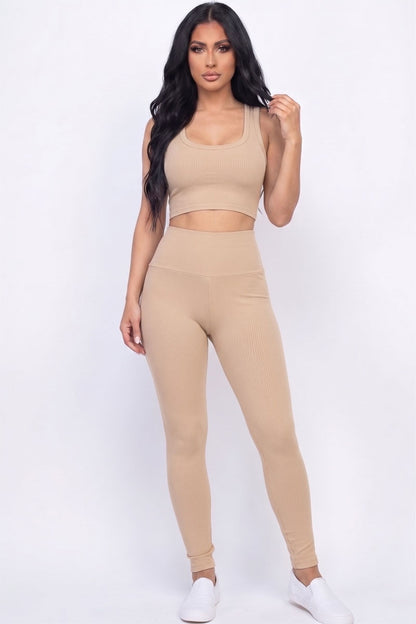 Ribbed Crop Top & Leggings Set