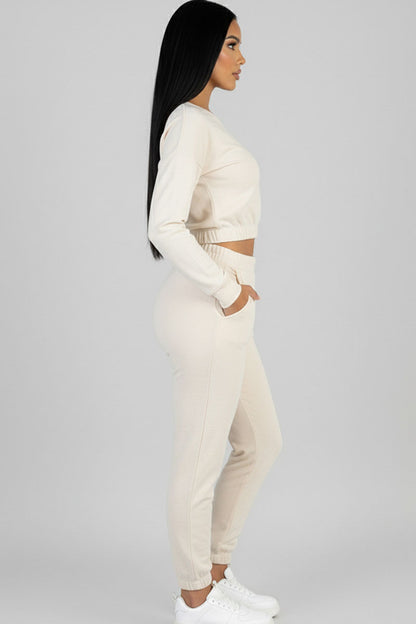 French Terry Elastic Waist Pullover & Joggers Set