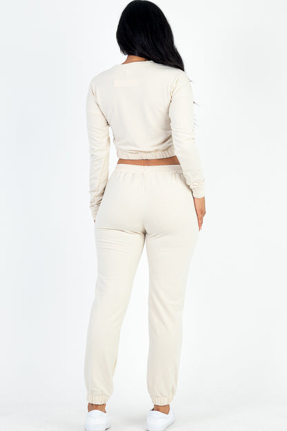 French Terry Elastic Waist Pullover & Joggers Set - Capella Apparel