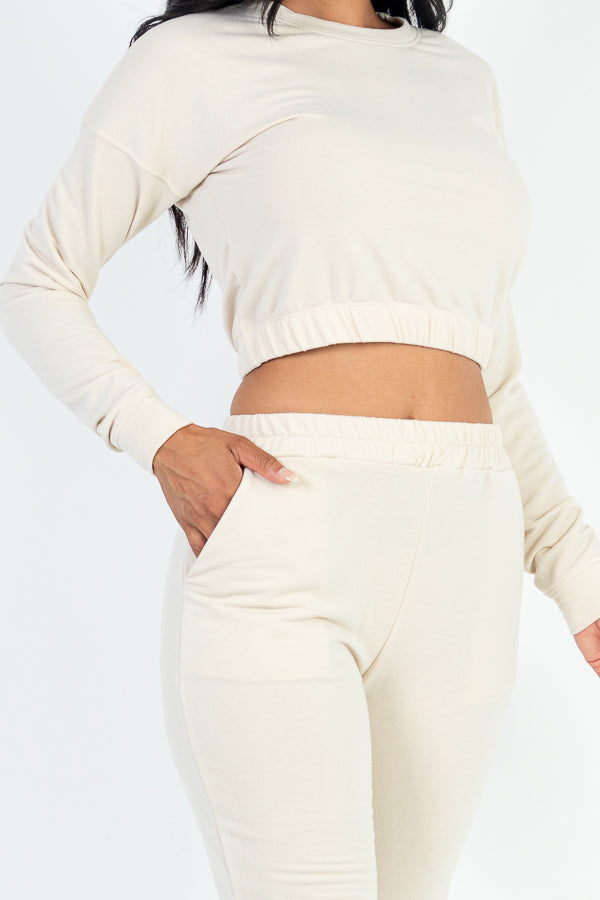 French Terry Elastic Waist Pullover & Joggers Set - Capella Apparel