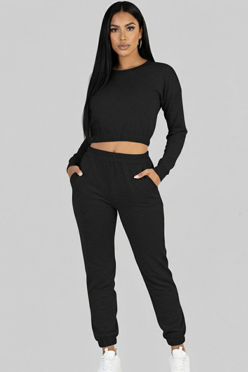 French Terry Elastic Waist Pullover & Joggers Set