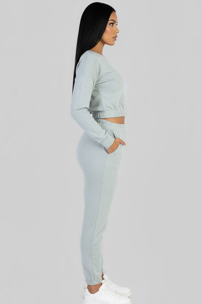 French Terry Elastic Waist Pullover & Joggers Set