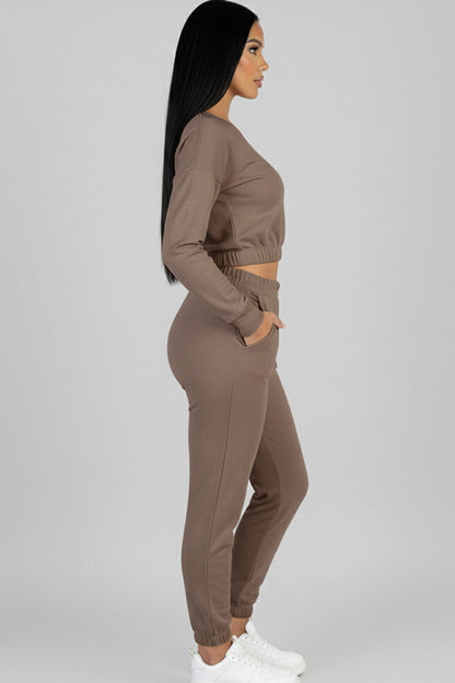 French Terry Elastic Waist Pullover & Joggers Set