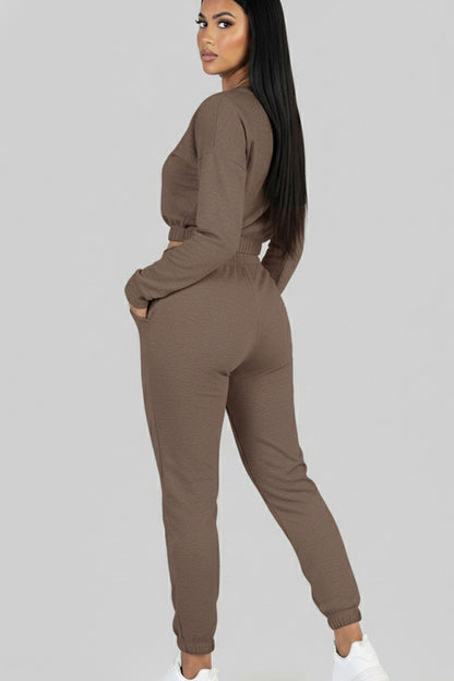 French Terry Elastic Waist Pullover & Joggers Set