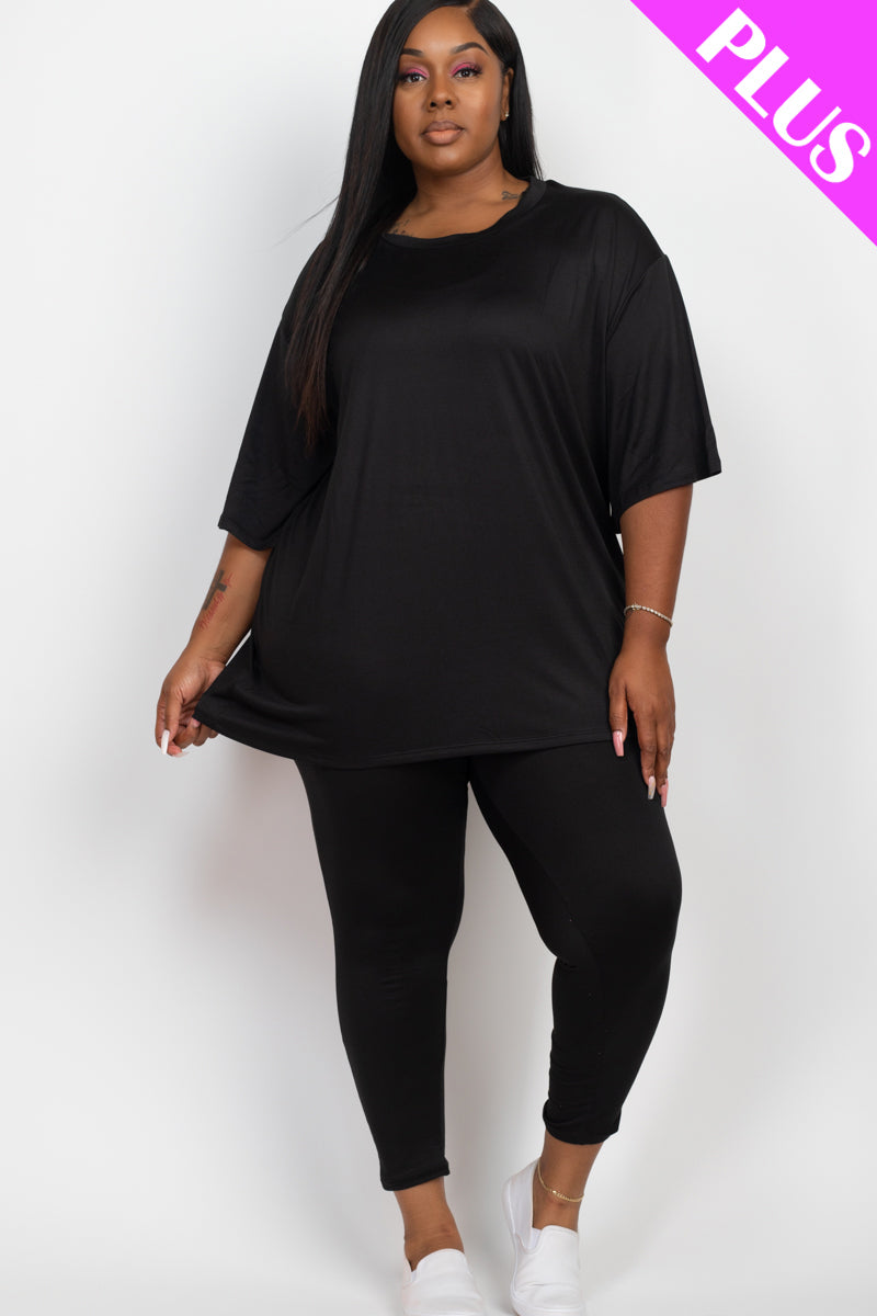 Plus Size Oversized T-shirt & Leggings Set - Capella Apparel