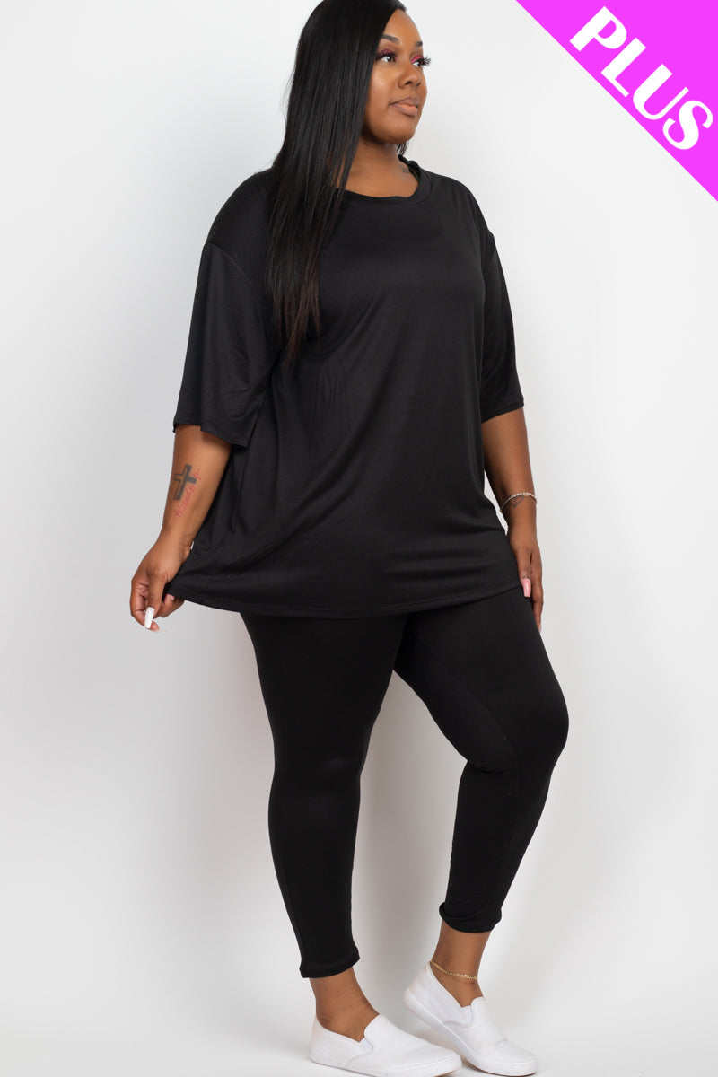 Plus Size Oversized T-shirt & Leggings Set - Capella Apparel