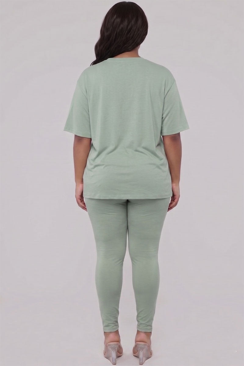 Plus Size Oversized T-shirt & Leggings Set