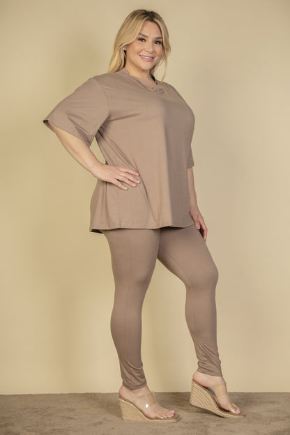 Plus Size Oversized T-shirt & Leggings Set - Capella Apparel