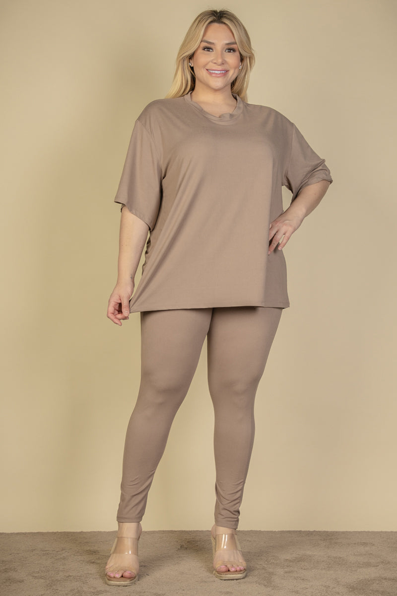 Plus Size Oversized T-shirt & Leggings Set - Capella Apparel