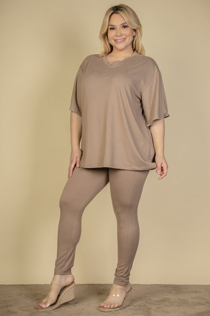 Plus Size Oversized T-shirt & Leggings Set - Capella Apparel