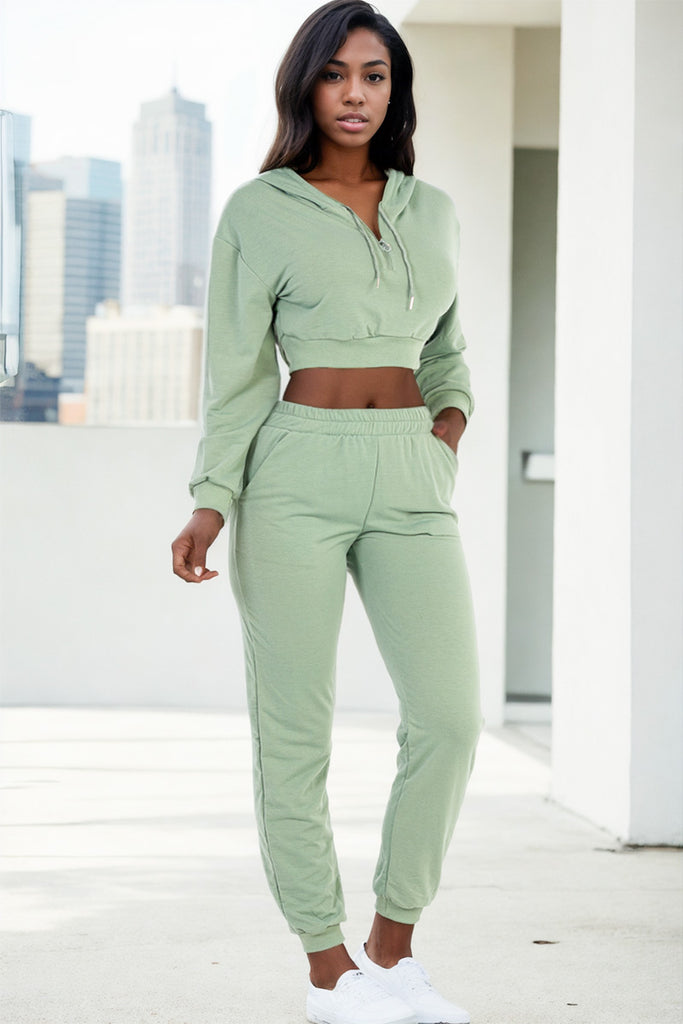 French Terry Half Zip Hoodie and Joggers Set - Capella Apparel