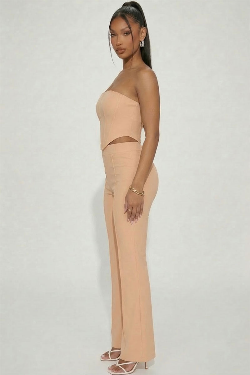 Strapless Corset Top & Flare Pants Set