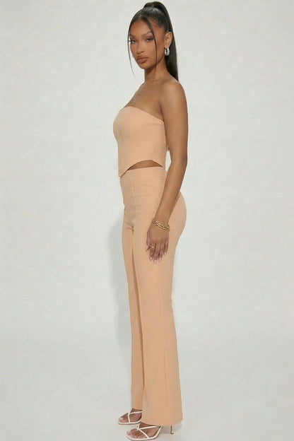 Strapless Corset Top & Flare Pants Set