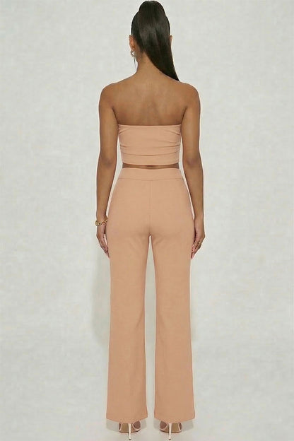 Strapless Corset Top & Flare Pants Set