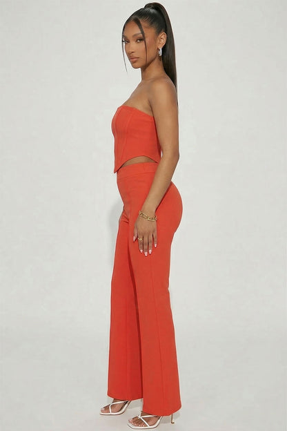 Strapless Corset Top & Flare Pants Set