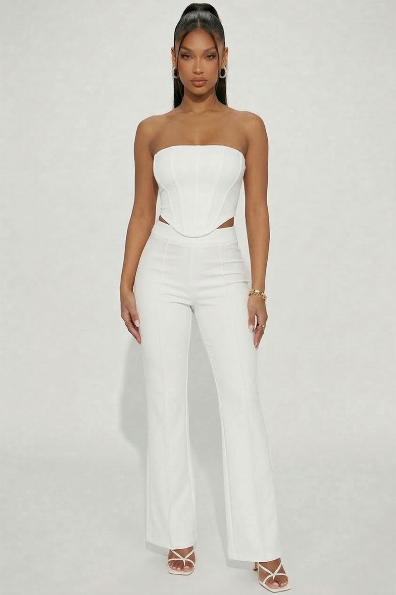 Strapless Corset Top & Flare Pants Set