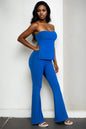 Ribbed Side Slit Bandeau Top & Flare Pants Set - Capella Apparel