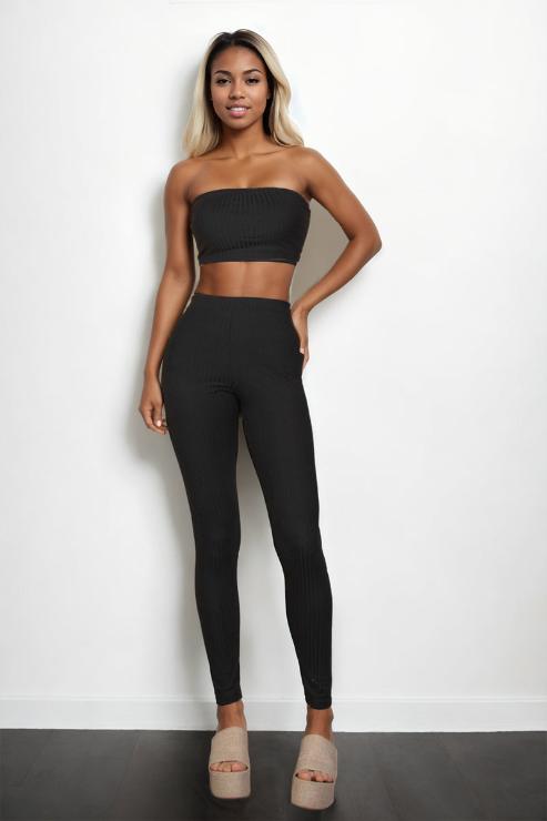 Ribbed Tube Top & Leggings Set - Capella Apparel