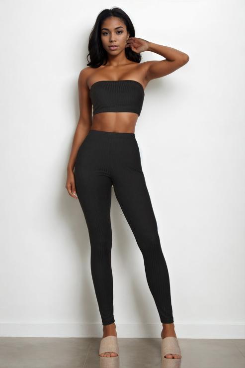 Ribbed Tube Top & Leggings Set - Capella Apparel