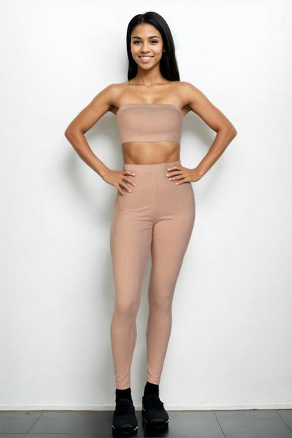 Ribbed Tube Top & Leggings Set - Capella Apparel