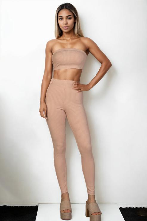 Ribbed Tube Top & Leggings Set - Capella Apparel