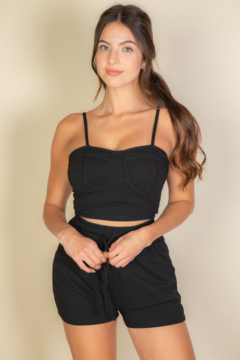 Bustier Cami Top & Slant Pocket Wide Shorts