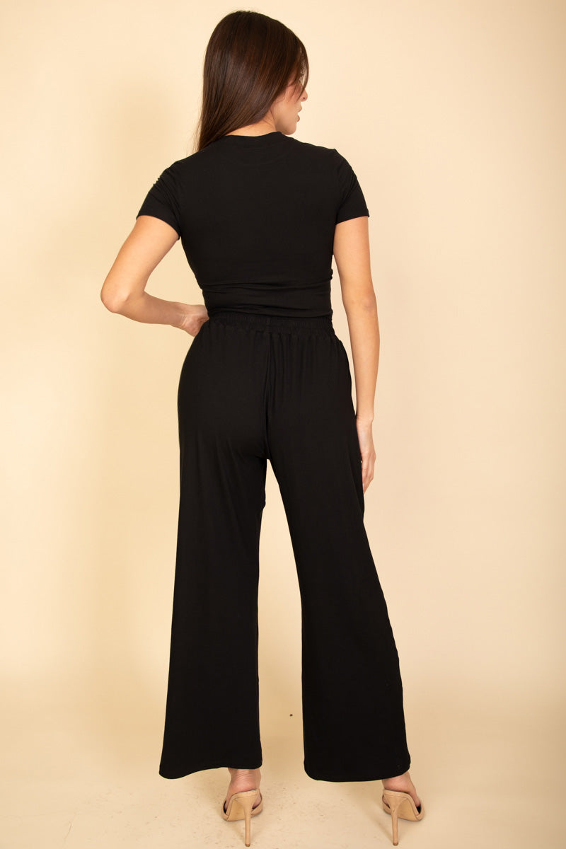 Relaxed Fit Top and Wide-Leg Pants Set