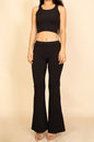 Ribbed Sleeveless Crop Top & Flared Pants Set