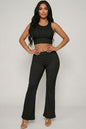 Ribbed Sleeveless Crop Top & Flared Pants Set