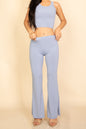 Ribbed Sleeveless Crop Top & Flared Pants Set